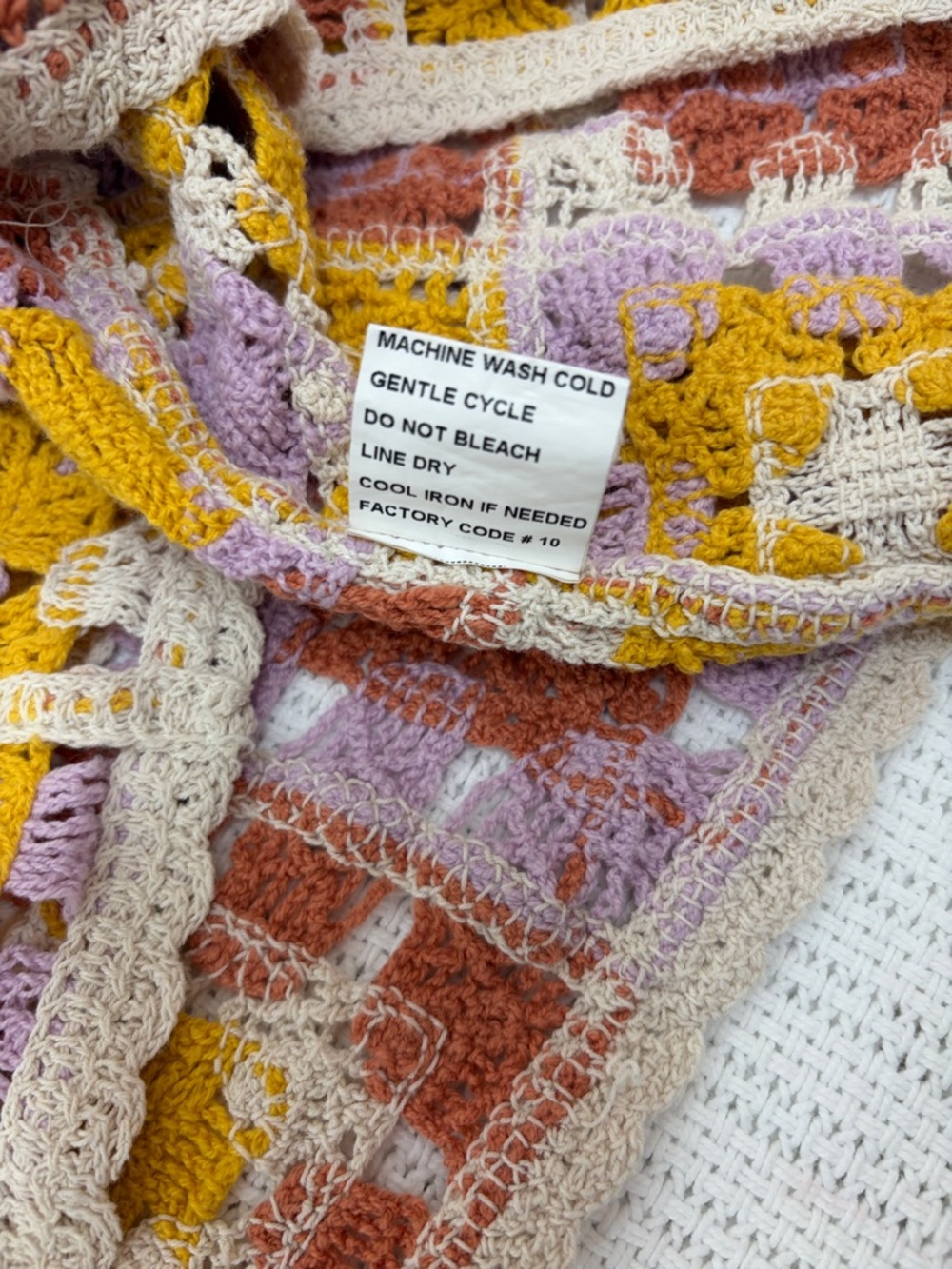 Rebellion Again Crochet Granny Square Knit Crop Top in pastel Colors. Size Large - Picture 9 of 12
